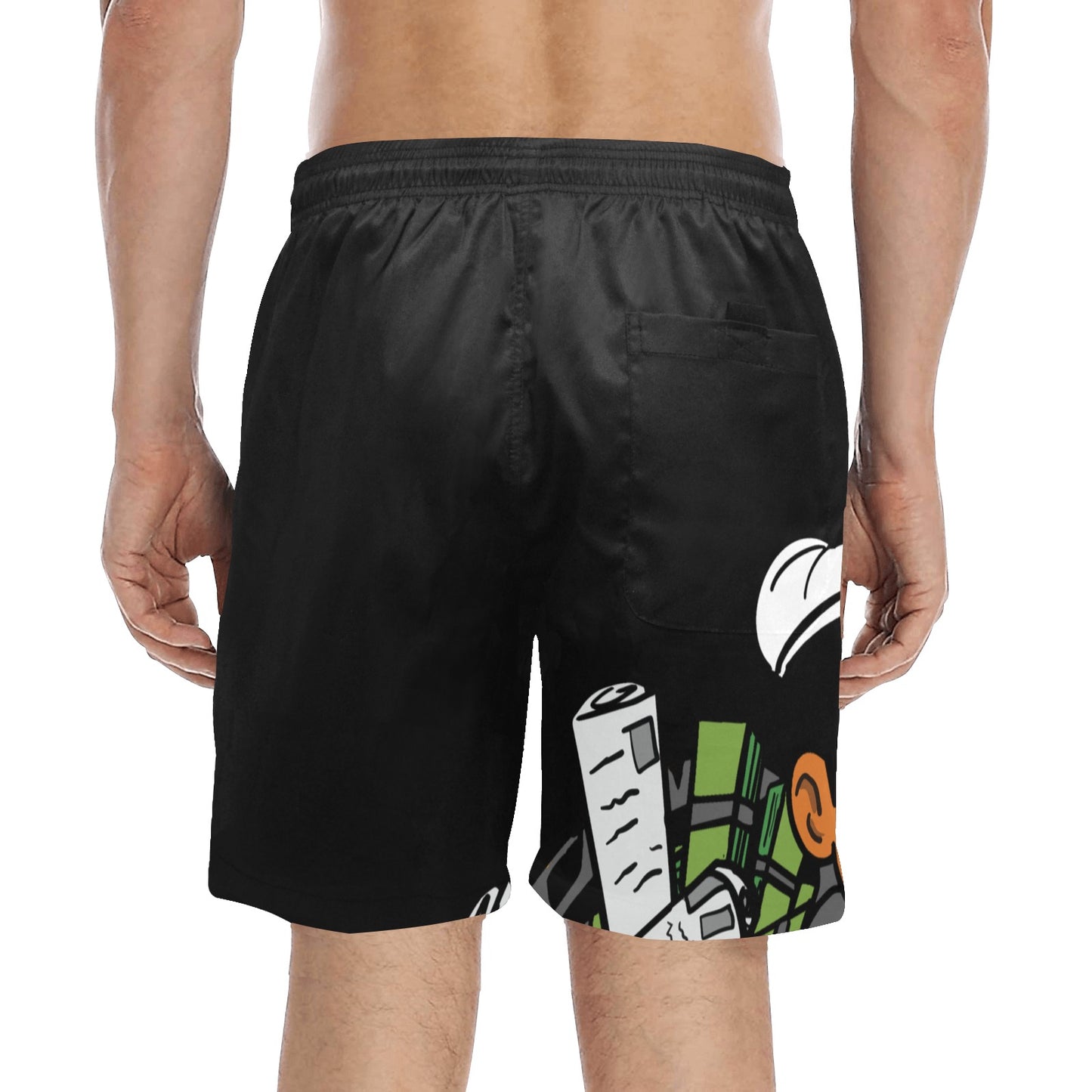 gray and white Men's Mid-Length Beach Shorts