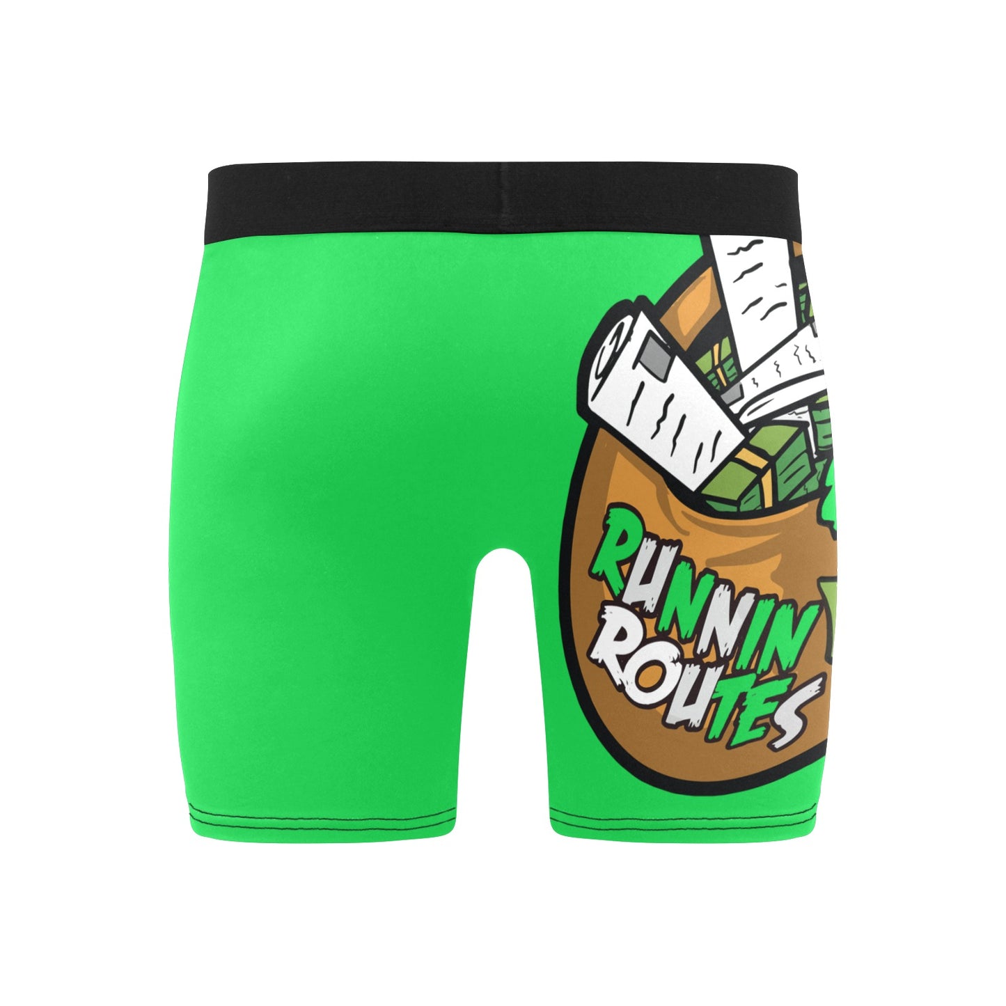 green n white Men's Long Leg Boxer Briefs