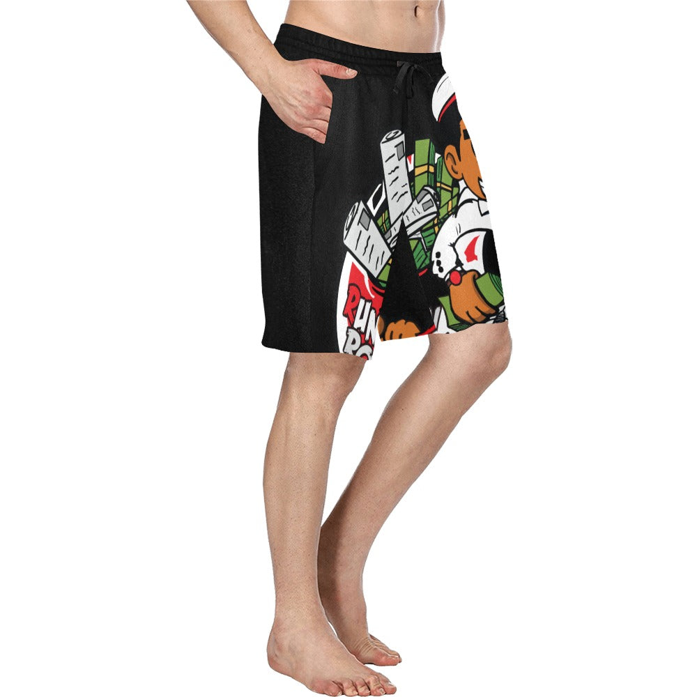 black shorts (red&white logo) Men's All Over Print Casual Shorts