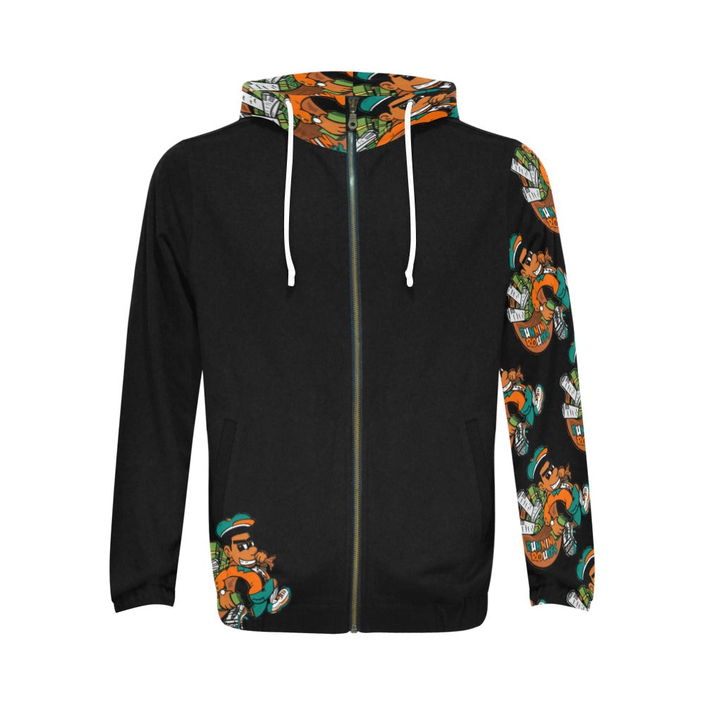 miami All Over Print Full Zip Hoodie for Men