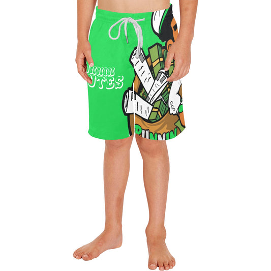 WHITE/GREEN Boys' Causal Beach Shorts