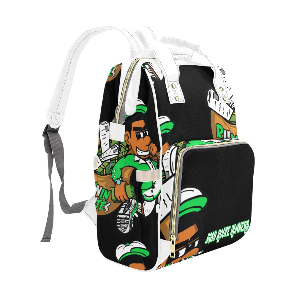 green n white Multi-Function Diaper Backpack/Diaper Bag