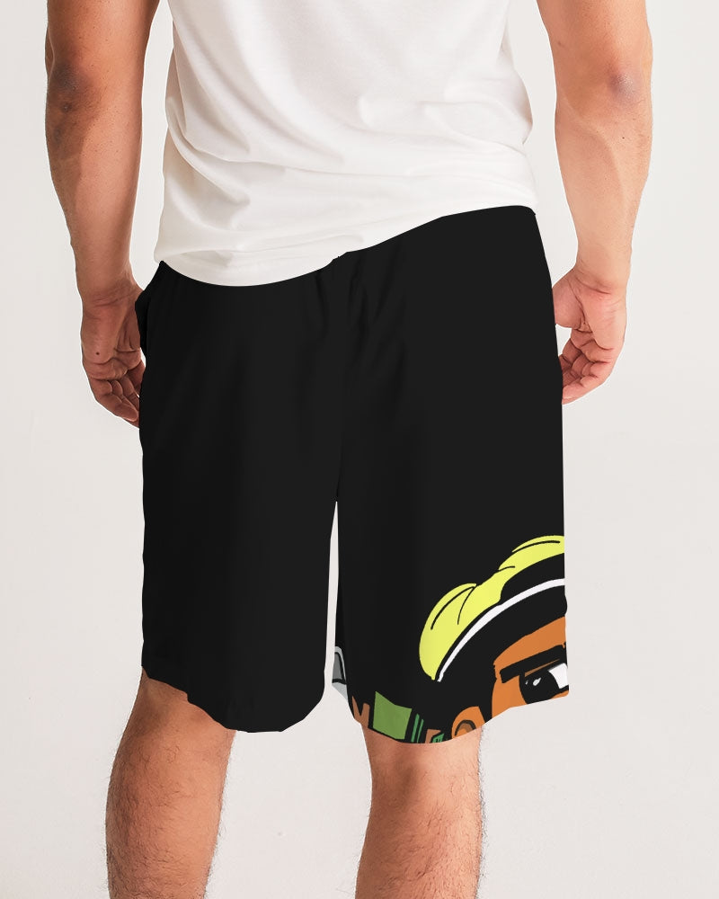 Black & Yellow Men's Jogger Shorts