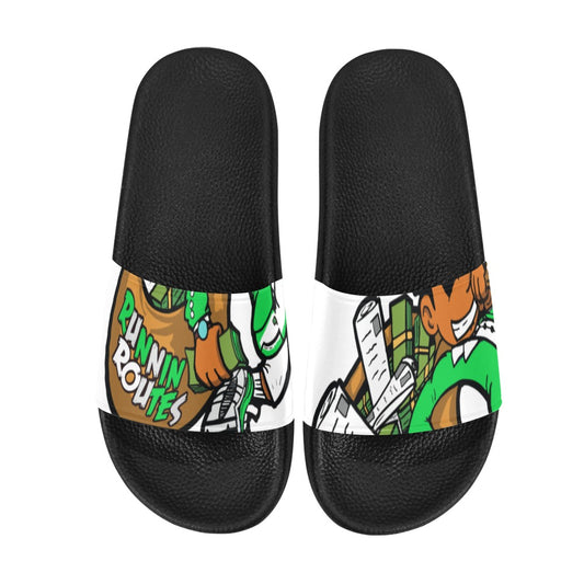 green n white Men's Slide Sandals (Model 057)