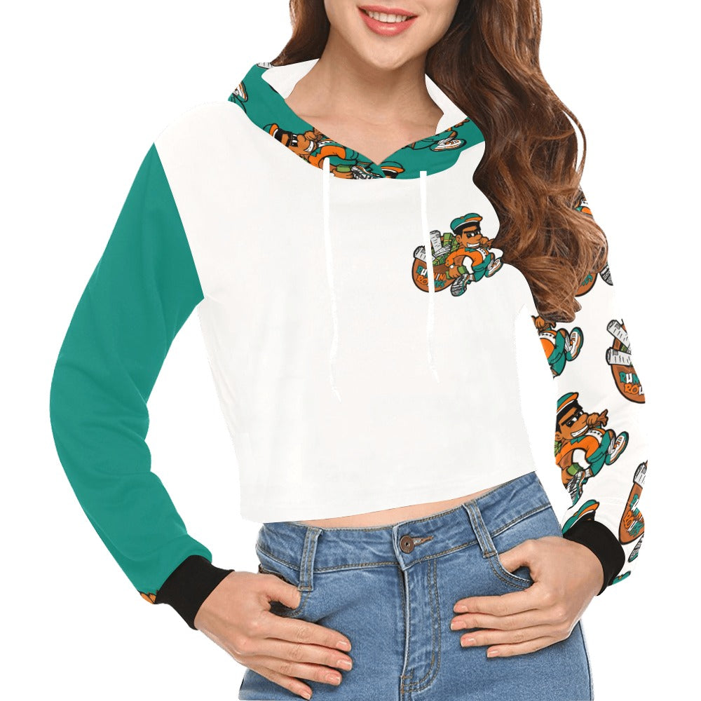 miami All Over Print Crop Hoodie for Women