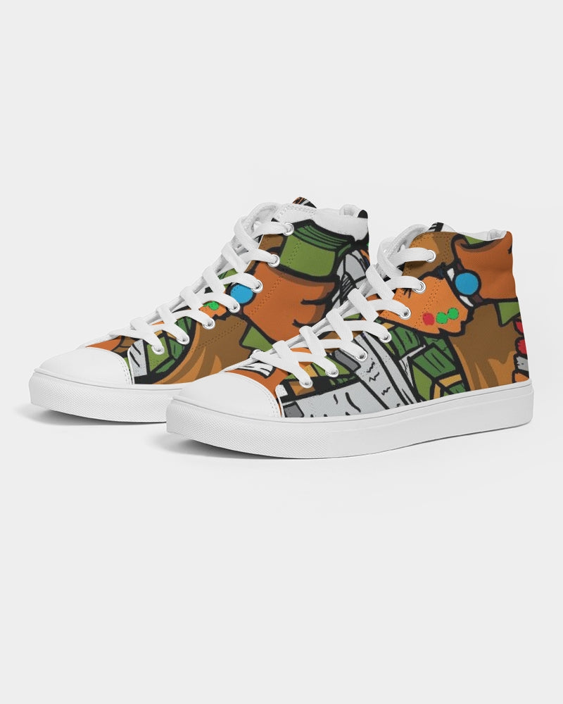 orange and yellow Women's Hightop Canvas Shoe