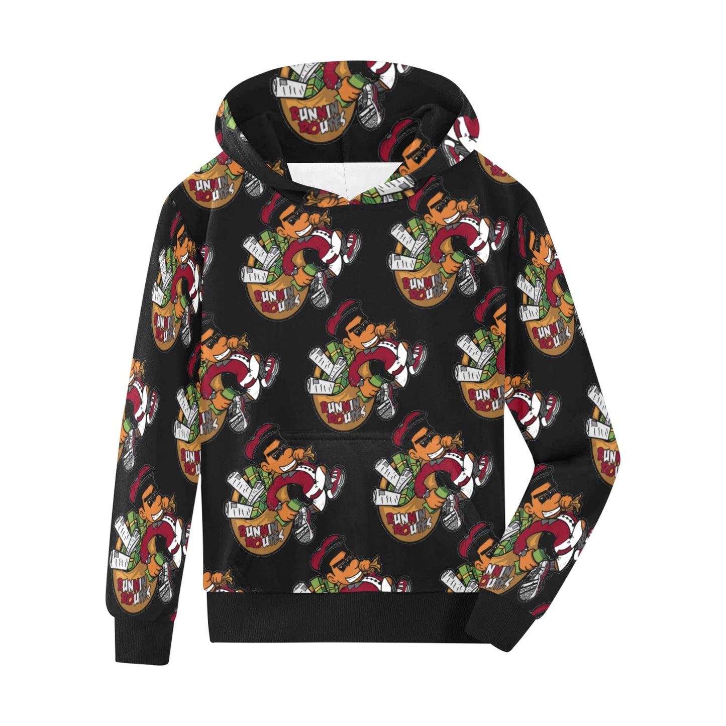 burgundy Kids' All Over Print Hoodie