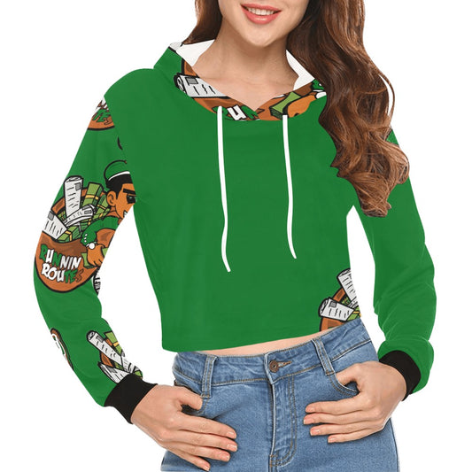 army All Over Print Crop Hoodie for Women