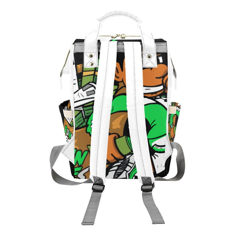 green n white Multi-Function Diaper Backpack/Diaper Bag