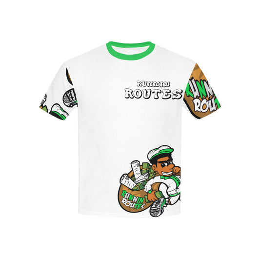 WHITE/GREEN Kids' All Over Print T-shirt