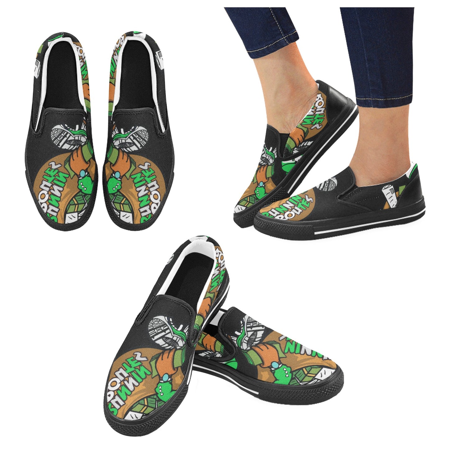 green n white Slip-on Canvas Shoes for Kid