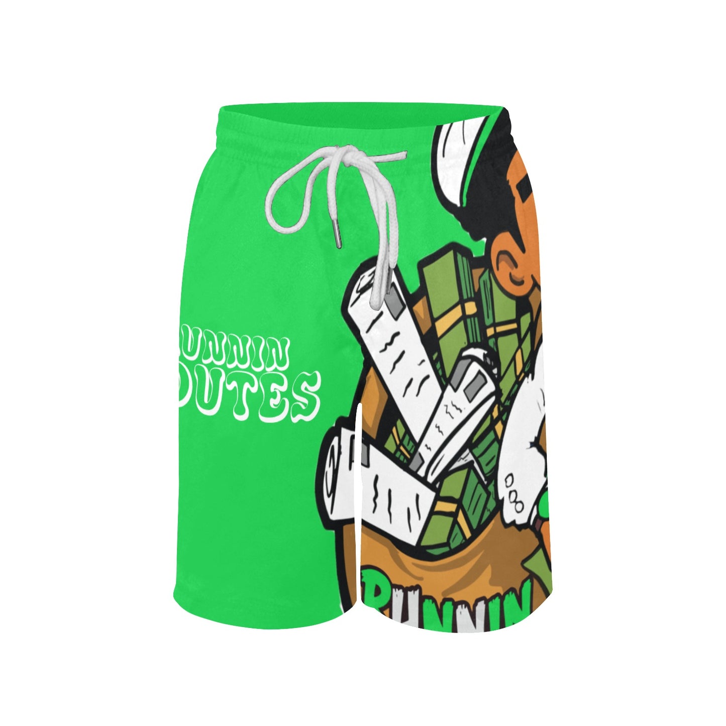 WHITE/GREEN Boys' Causal Beach Shorts