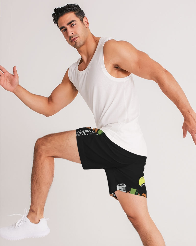 Black & Yellow Men's Jogger Shorts