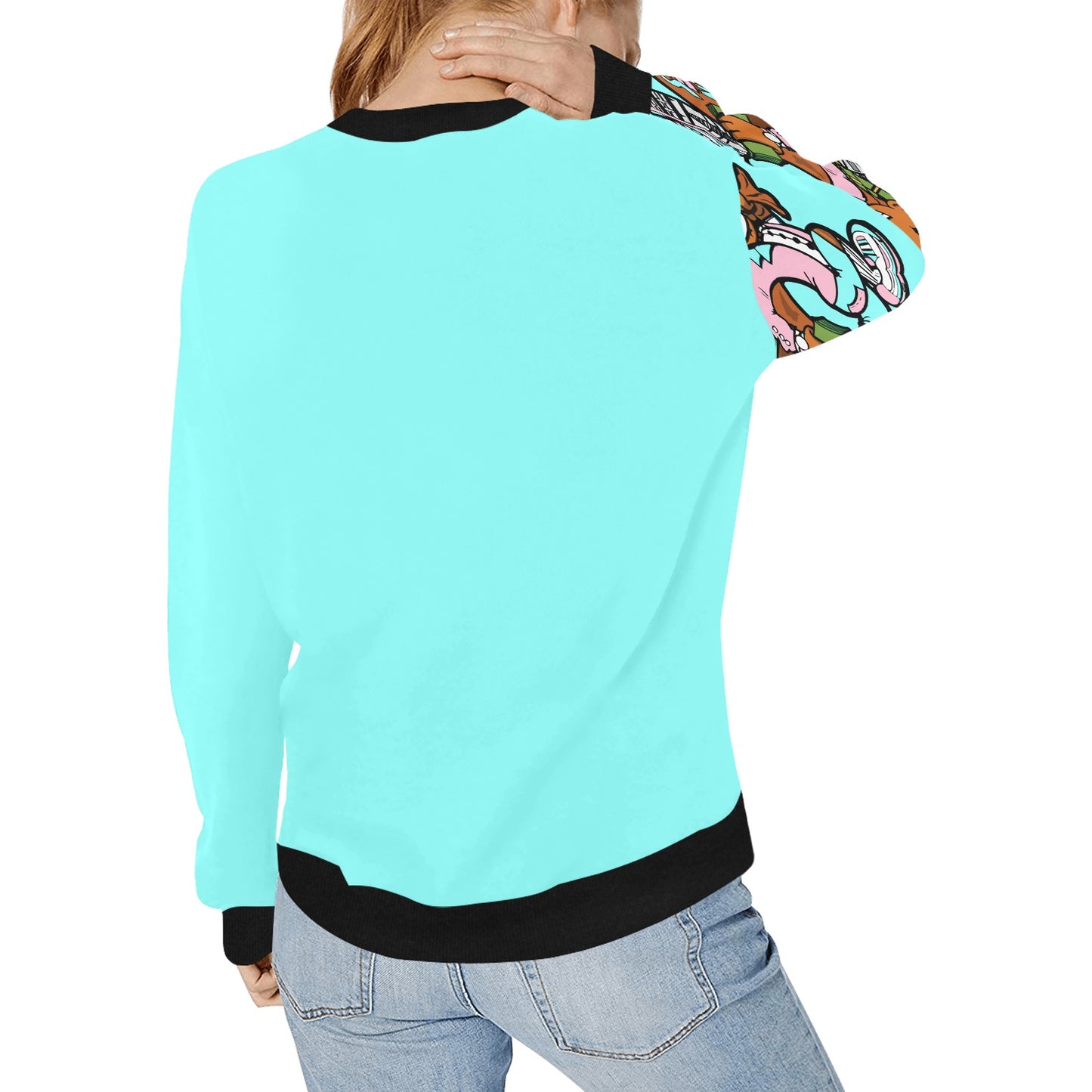 EASTER1 Women's Rib Cuff Crew Neck Sweatshirt