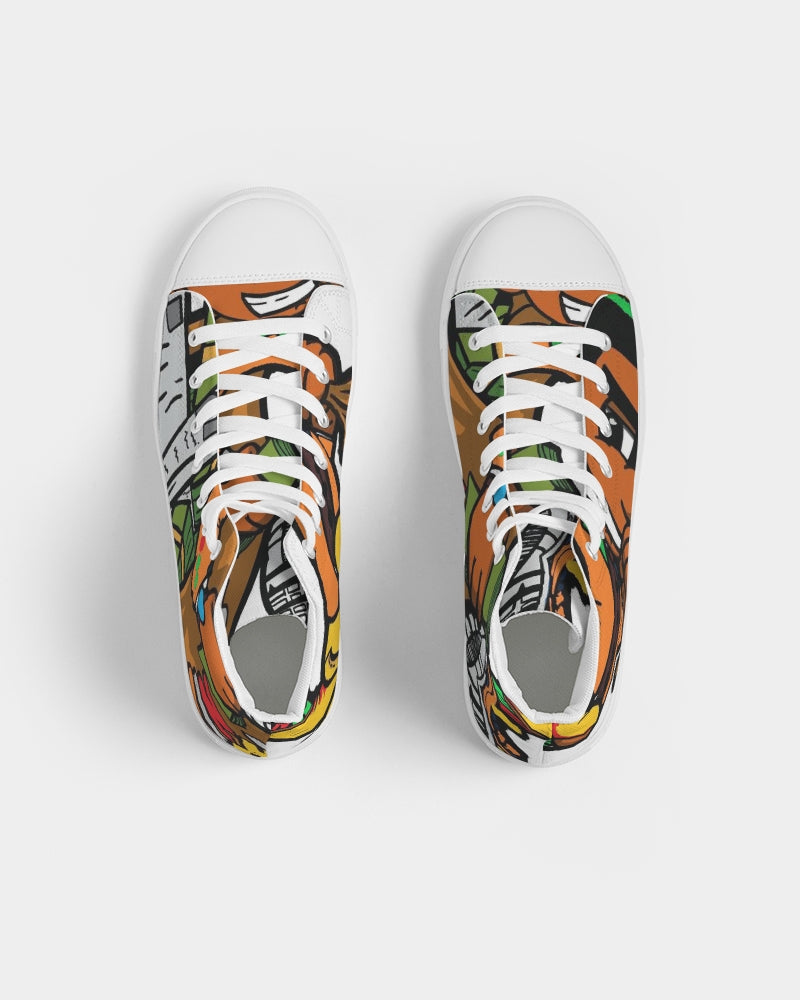 orange and yellow Women's Hightop Canvas Shoe