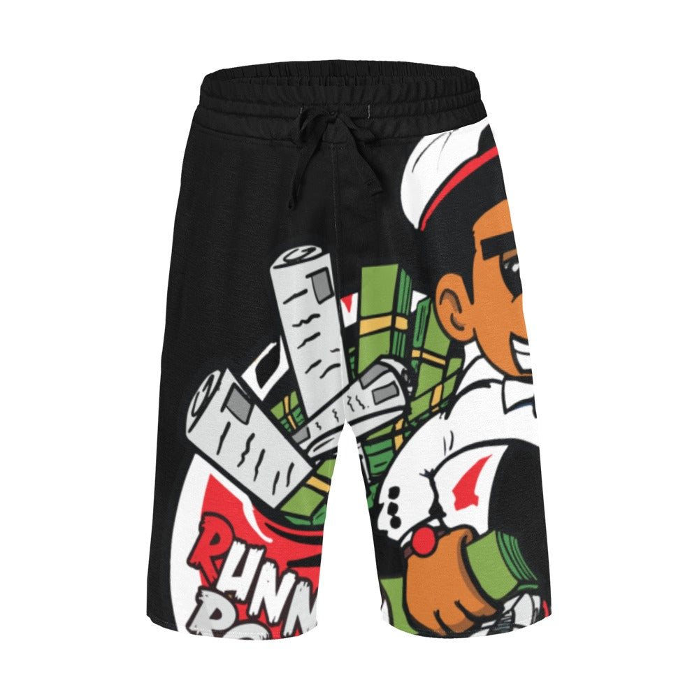 black shorts (red&white logo) Men's All Over Print Casual Shorts