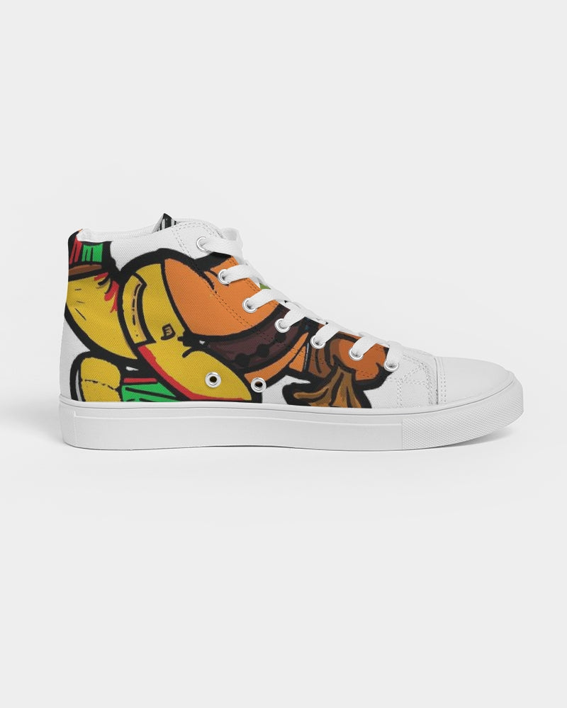 orange and yellow Women's Hightop Canvas Shoe