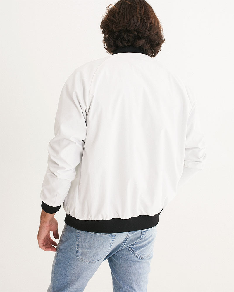 gray and white Runnin Routes Men's Bomber Jacket