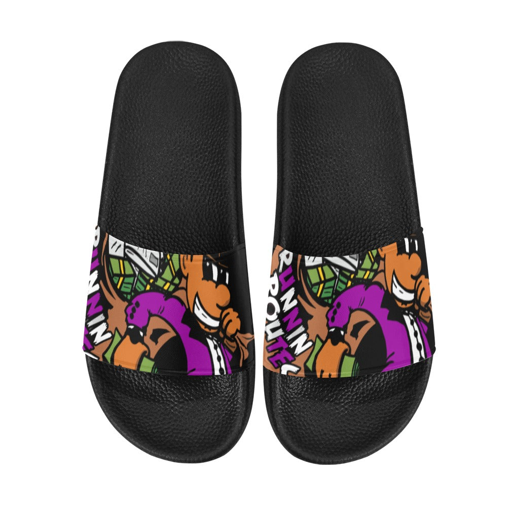 BLACK AND PURPLE WOMEN'S SLIDE SANDALS (MODEL 057)