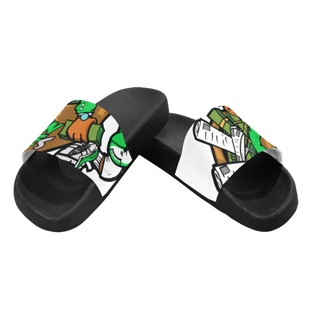 green n white Men's Slide Sandals (Model 057)