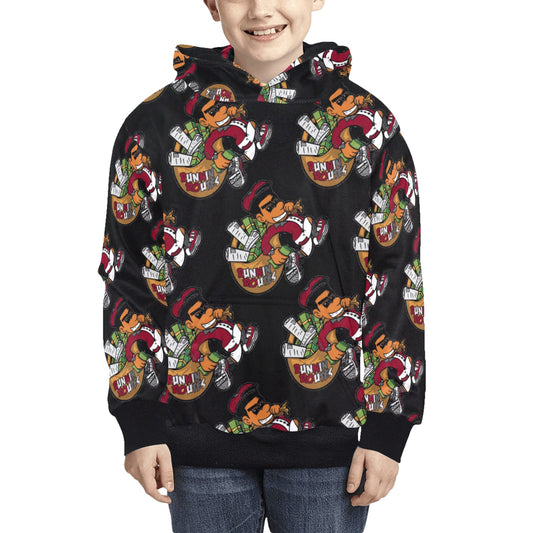 burgundy Kids' All Over Print Hoodie