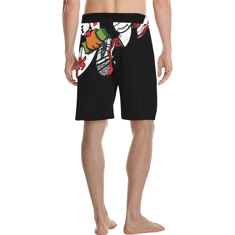 red white black logo Men's All Over Print Casual Shorts (Model L23)