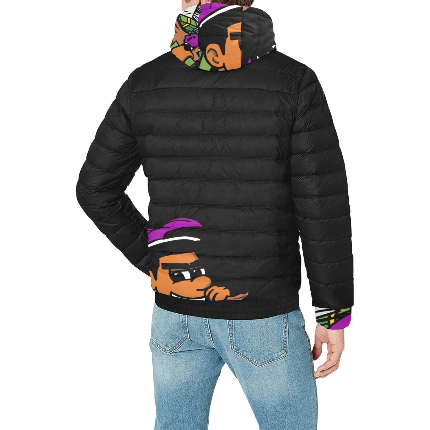 purple Men's Padded Hooded Jacket