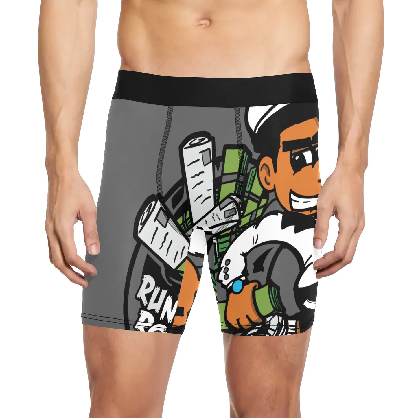 gray and white Men's Long Leg Boxer Briefs