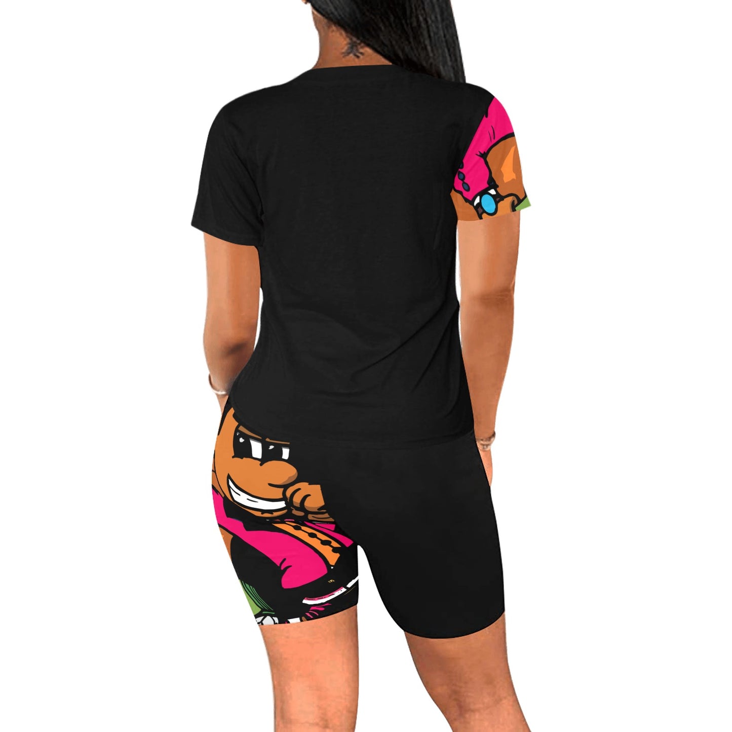 PINK&ORANGE LOGO Women's Short Yoga Set