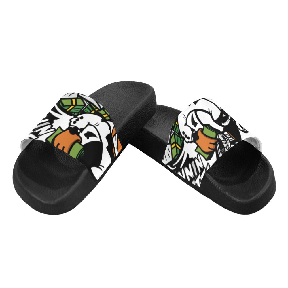 blk n white Men's Slide Sandals (Model 057)