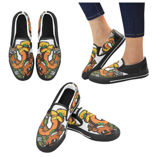 orange and yellow Slip-on Canvas Shoes for Kid (Model 019)