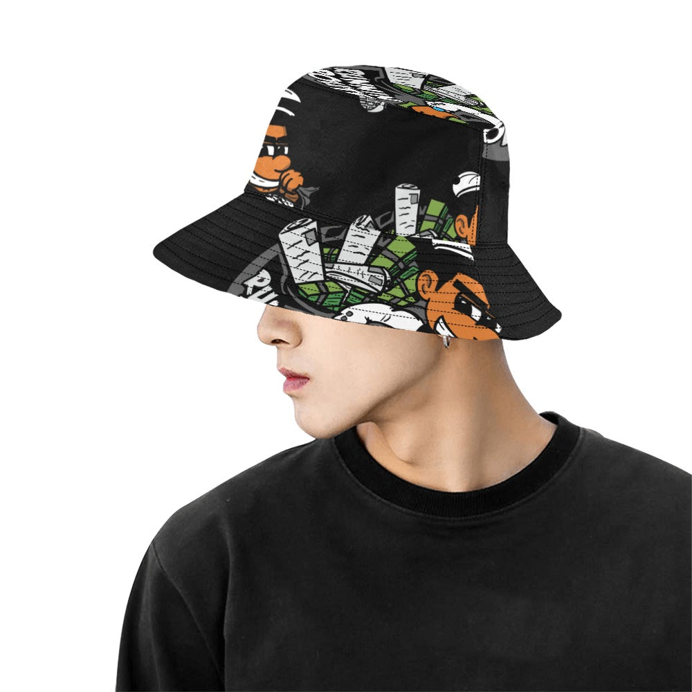 gray and white All Over Print Bucket Hat for Men