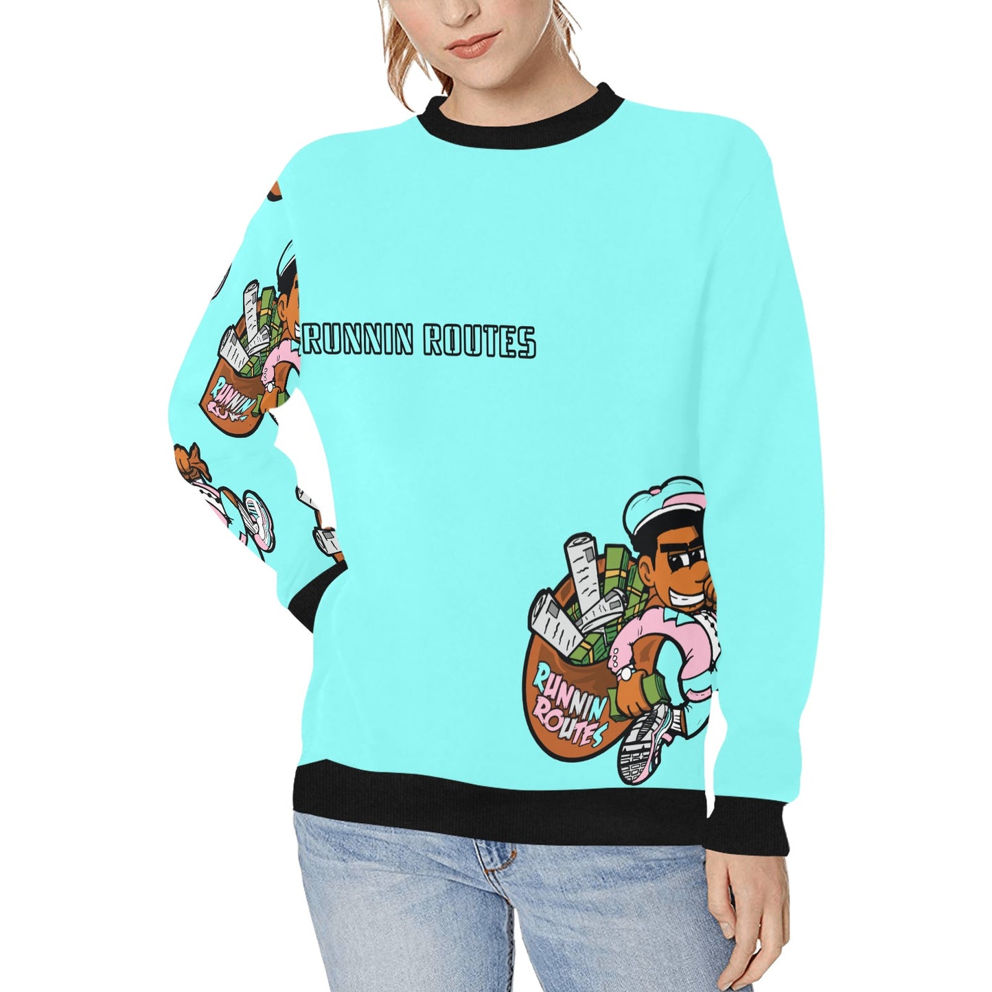 EASTER1 Women's Rib Cuff Crew Neck Sweatshirt