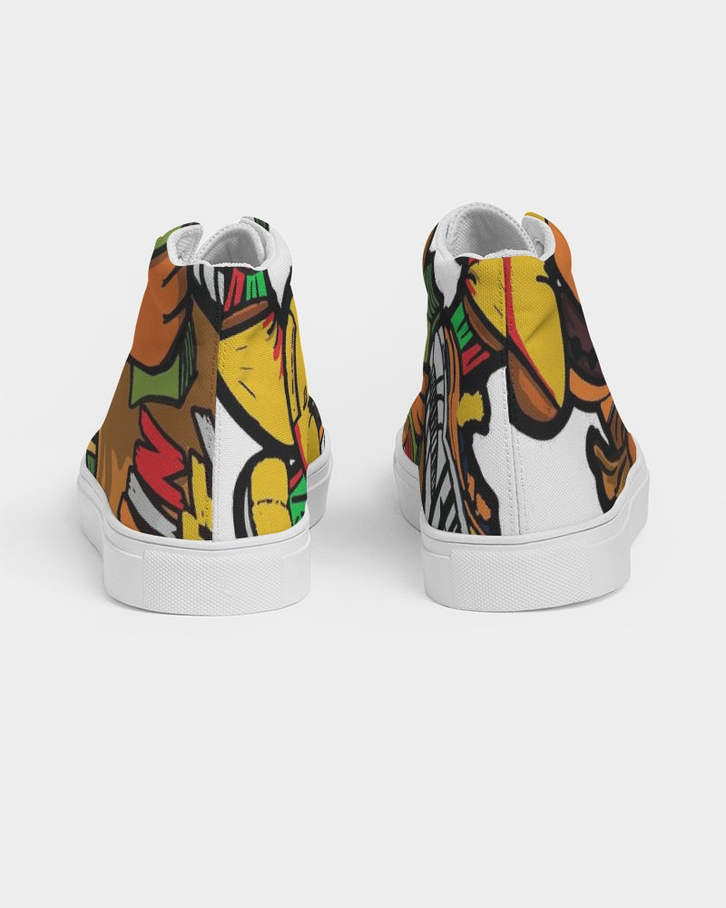 orange and yellow Women's Hightop Canvas Shoe