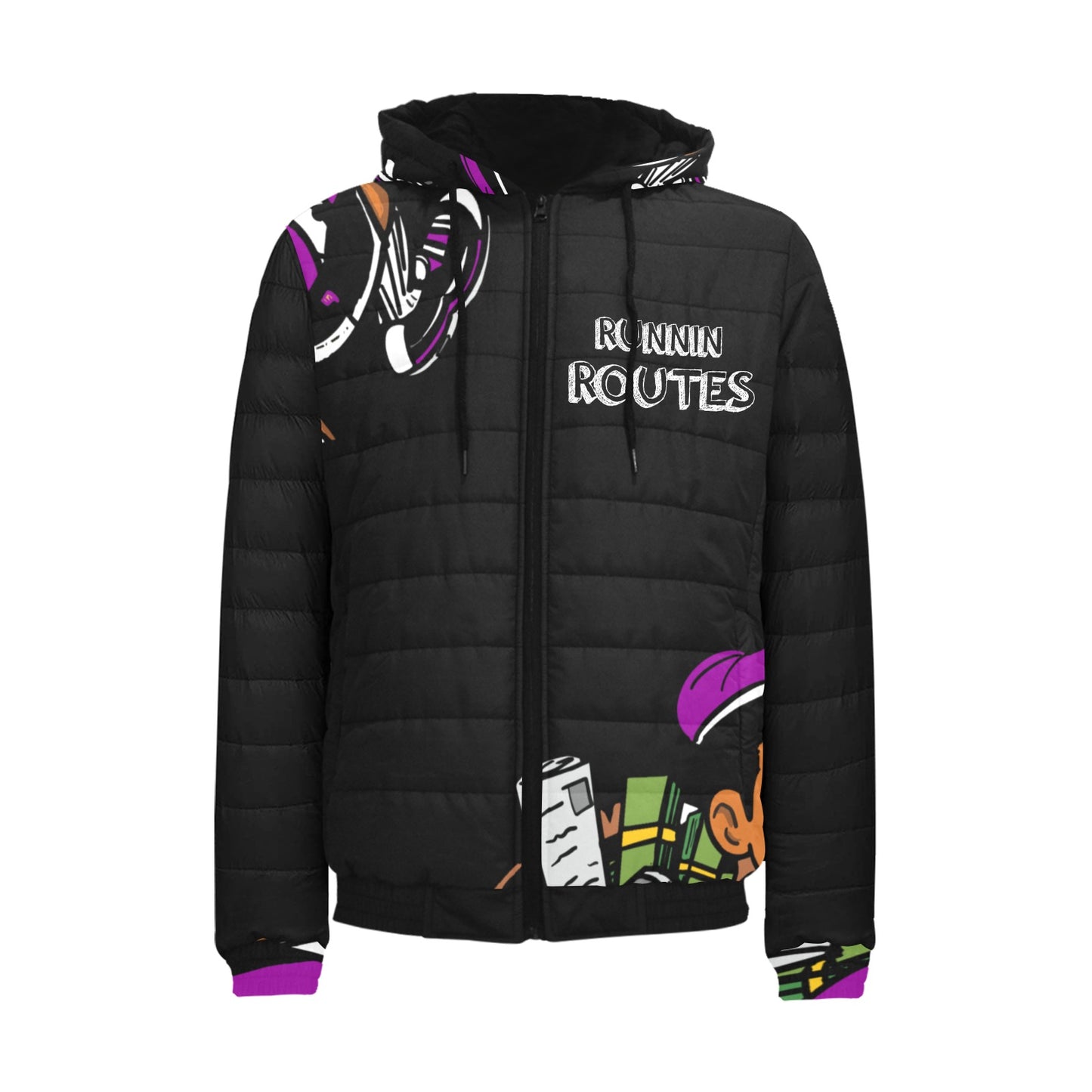 purple Men's Padded Hooded Jacket