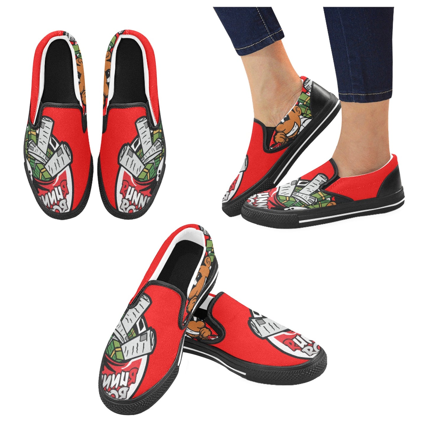 red white black KIDS Slip-on Canvas Shoes for Kid