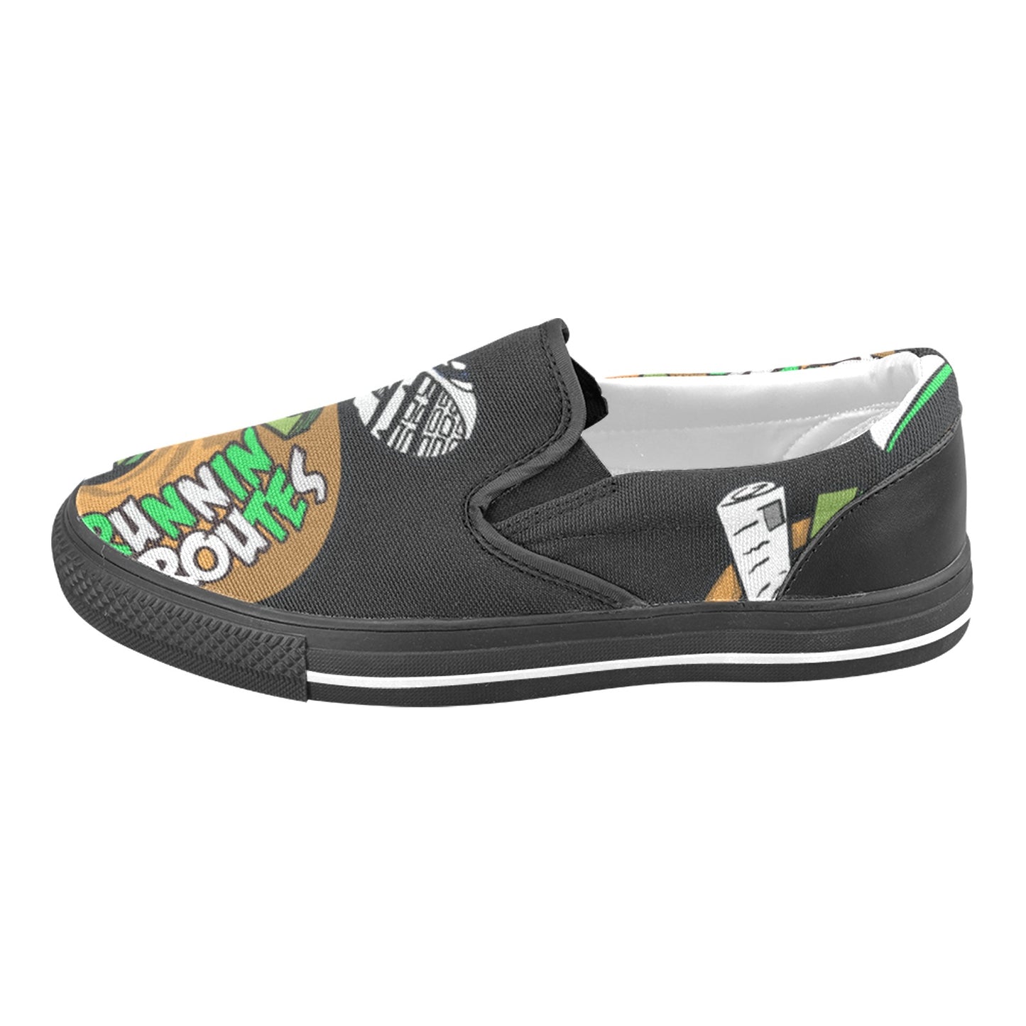 green n white Slip-on Canvas Shoes for Kid (Model 019)