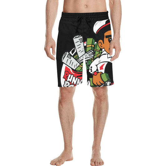 black shorts (red&white logo) Men's All Over Print Casual Shorts