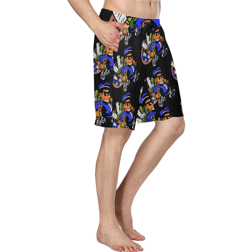 royal blue pattern Men's All Over Print Casual Shorts (Model L23)