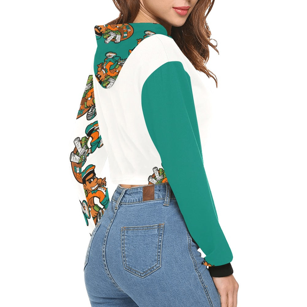 miami All Over Print Crop Hoodie for Women