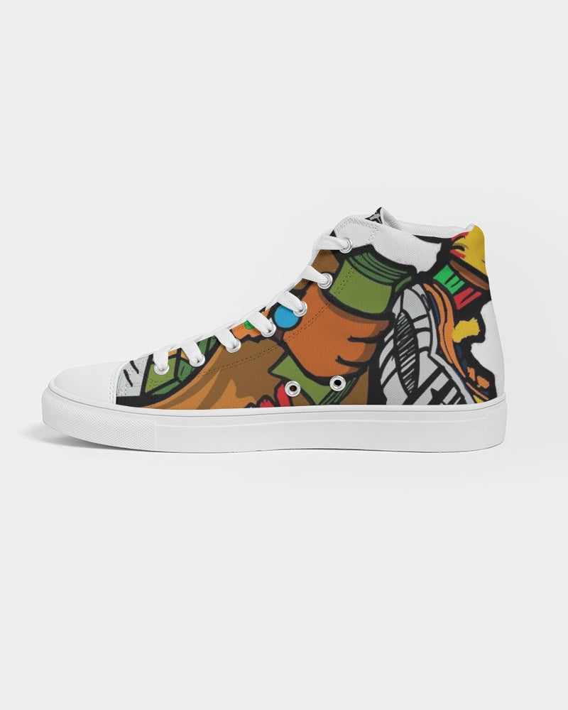 orange and yellow Women's Hightop Canvas Shoe