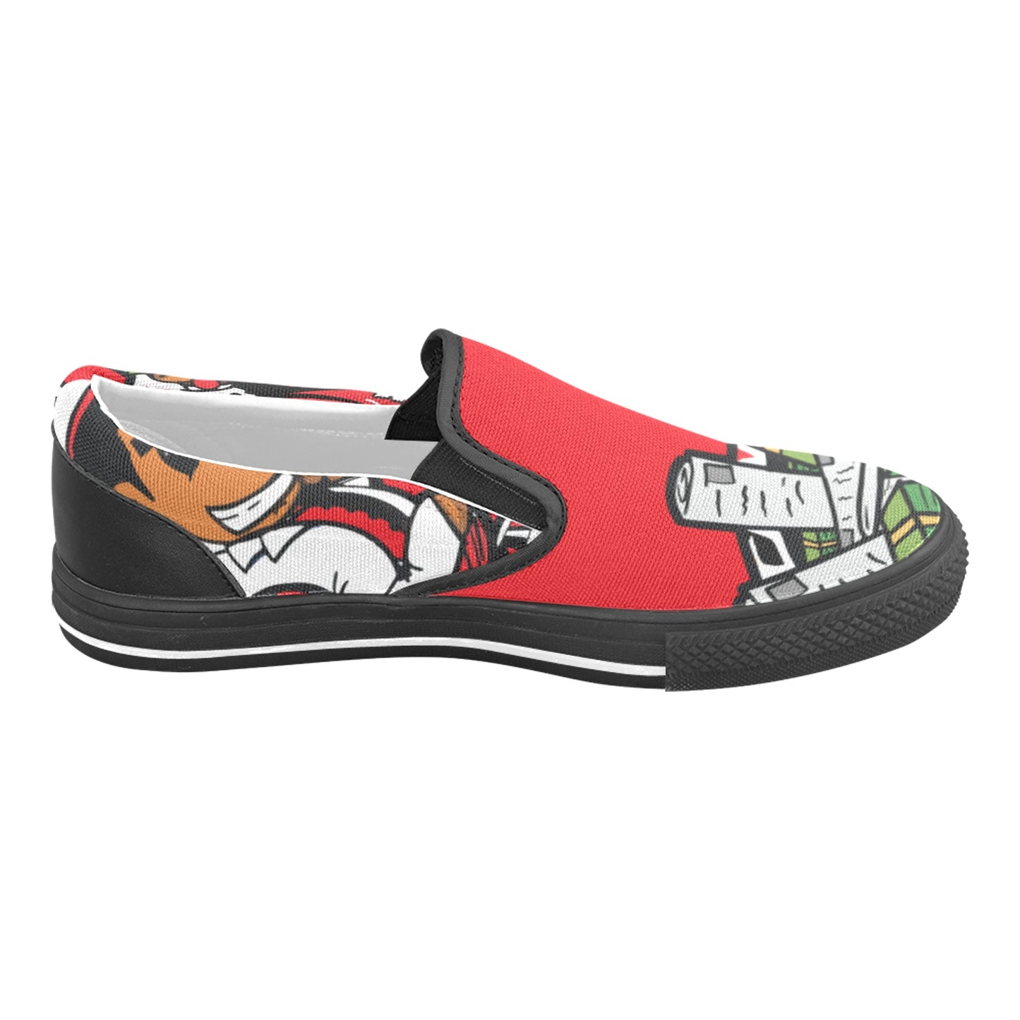 red white black Men's Slip-on Canvas Shoes