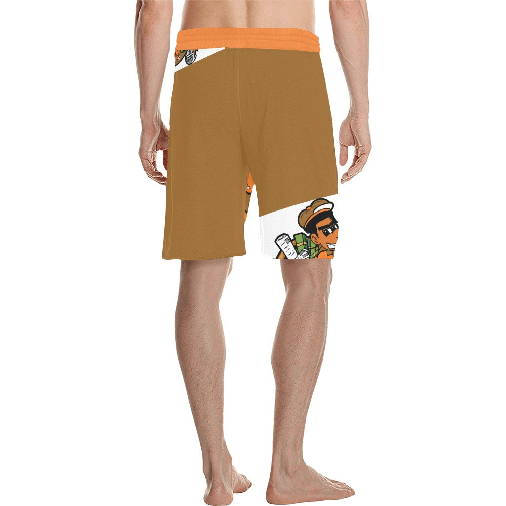 BROWN ORANGE Men's All Over Print Casual Shorts