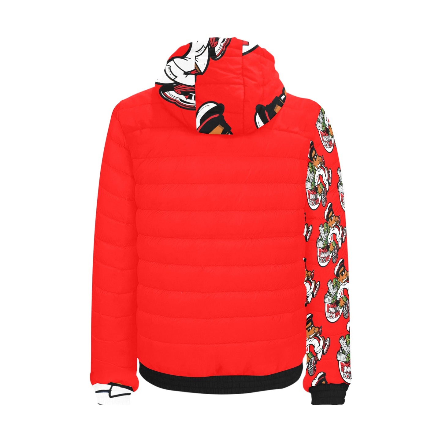 red white black Men's Padded Hooded Jacket