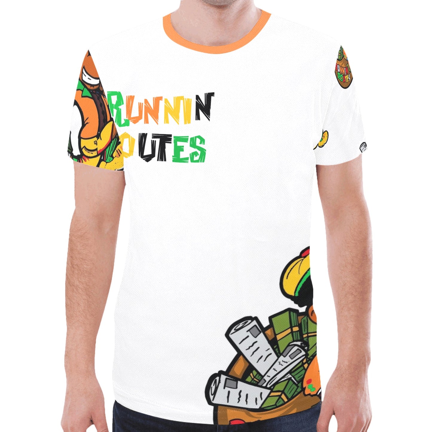 orange and yellow New All Over Print T-shirt for Men (Model T45)