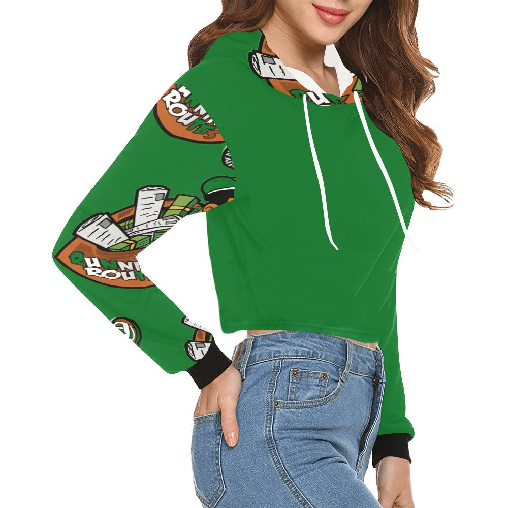 army All Over Print Crop Hoodie for Women