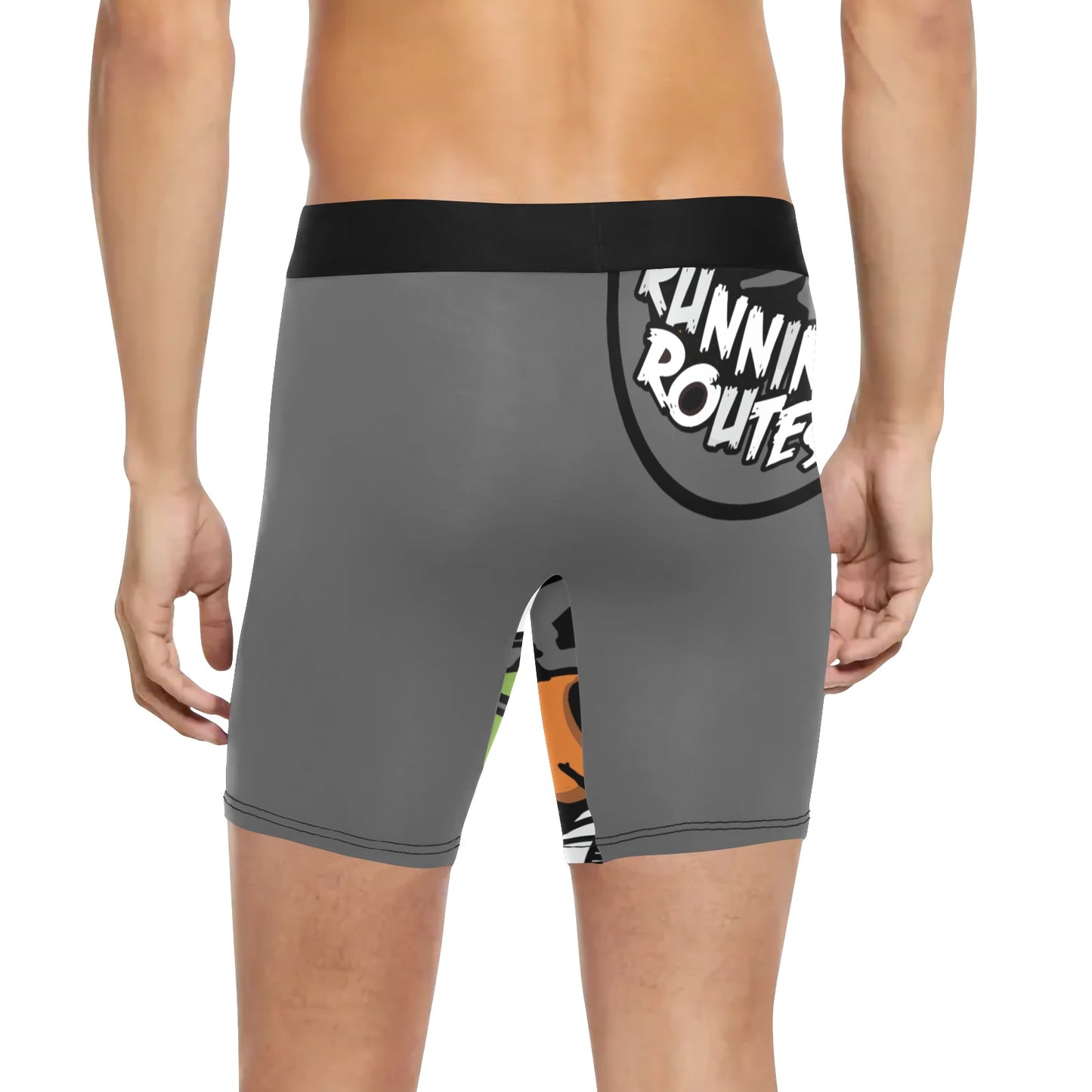 gray and white Men's Long Leg Boxer Briefs