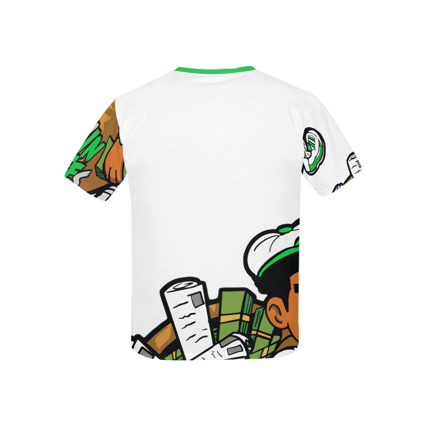 WHITE/GREEN Kids' All Over Print T-shirt