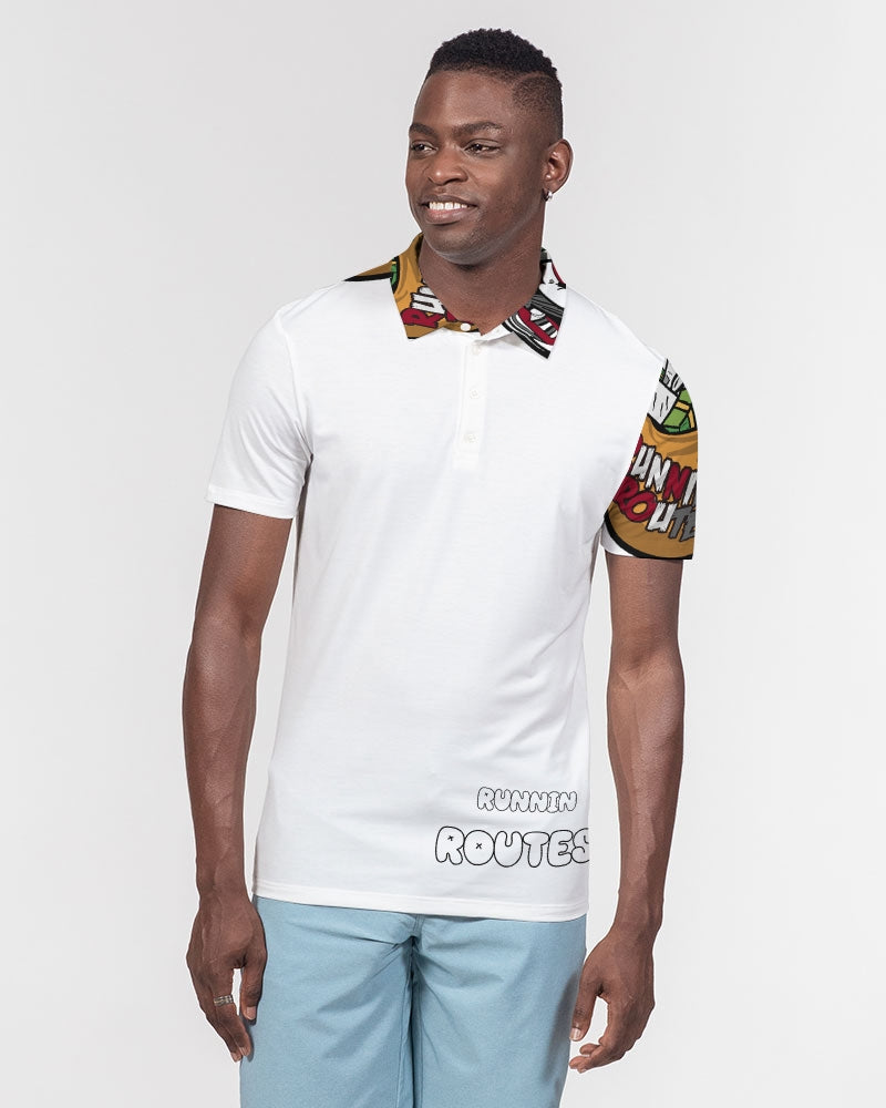 white burg Men's Slim Fit Short Sleeve Polo