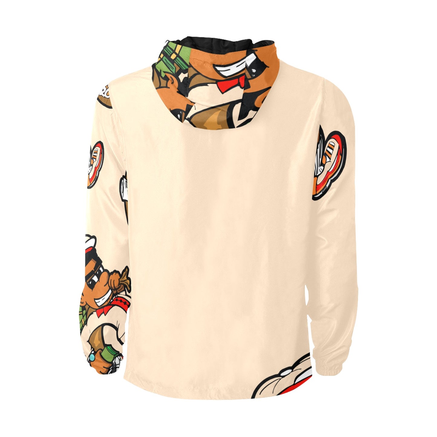 cream n orange All Over Print Quilted Windbreaker for Men